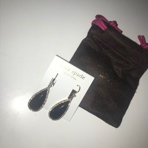kate spade black teardrop crystal halo dangle earrings
